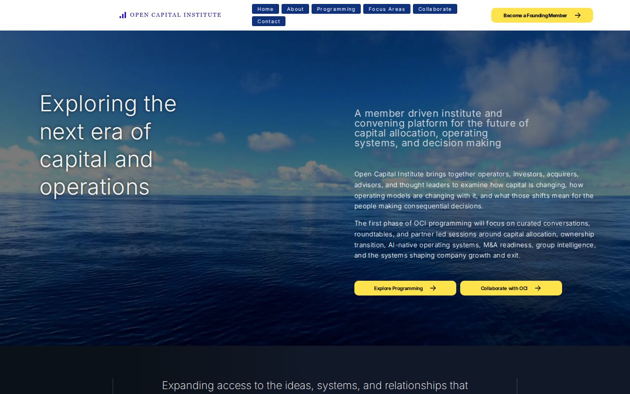 Open Capital Institute | The Next Era of Capital